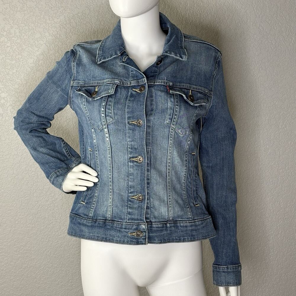 Levi’s Women’s Denim Trucker Jacket Blue Jean Classic Stretch Fitted Size M